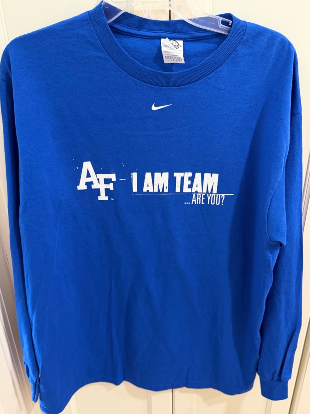 Nike Blue "I Am Team" Graphic Long Sleeve Tee, Large